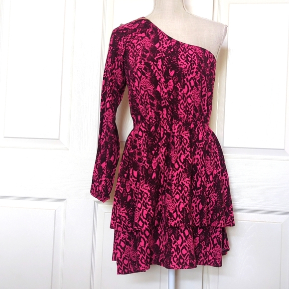 Maaji Pink Quartz Loveliness One-Shoulder Pink Snake Print Short Dress - Picture 5 of 14